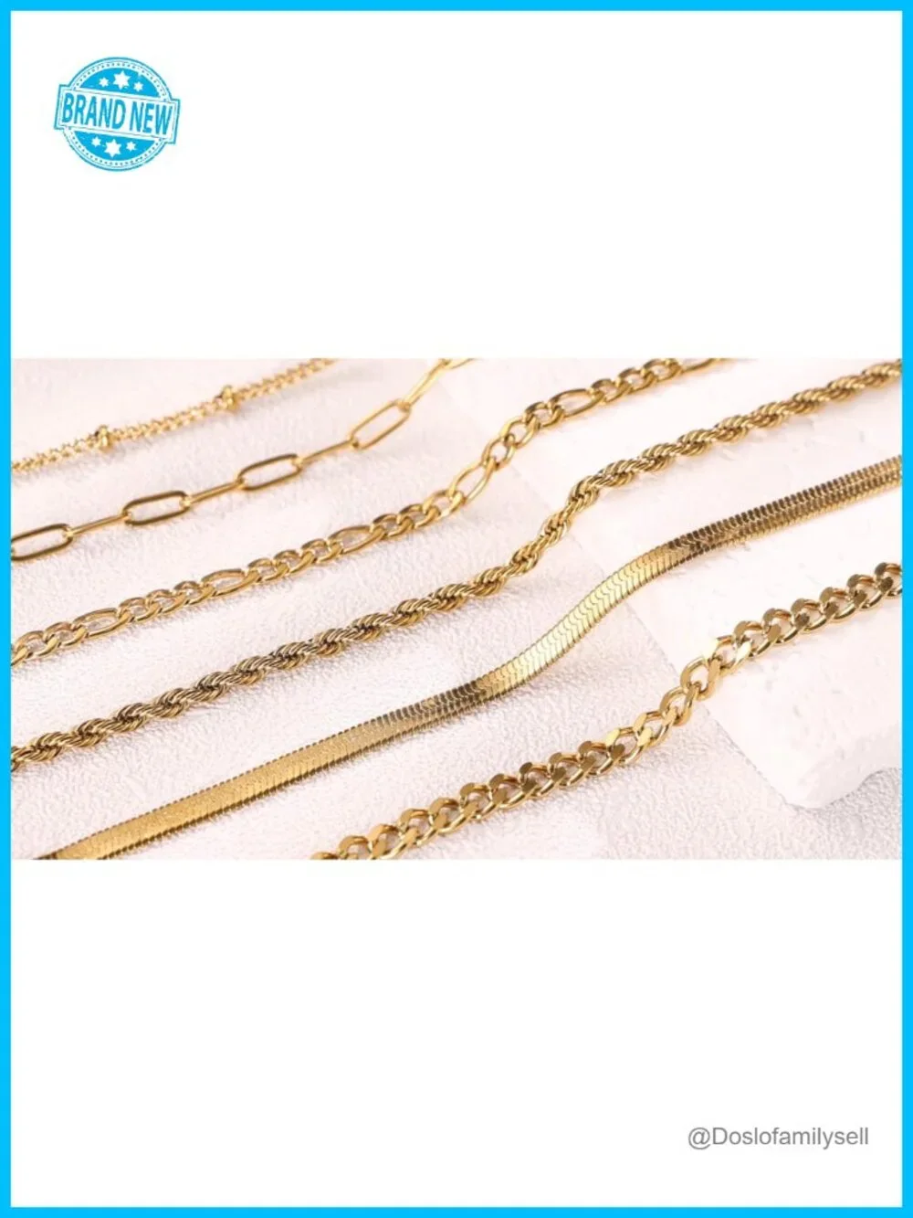 6-Piece 18K Gold Plated Stainless Steel Bracelet Stack Set with Extender